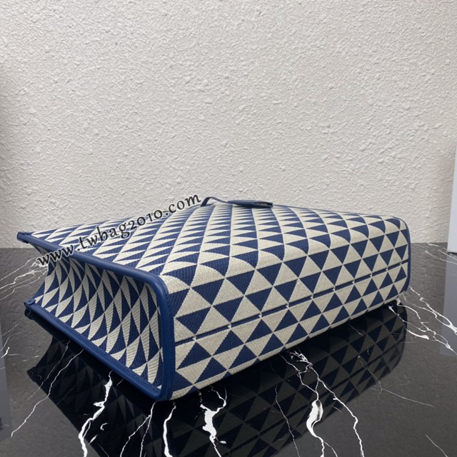 Prada專櫃新款刺繡織物包購物袋 1BA356 普拉達大號無長肩帶手提刺繡托特包 csp1150